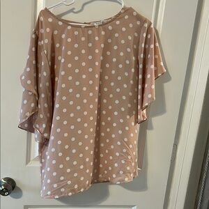 Violet & Claire Pink and White Polka Dot Blouse